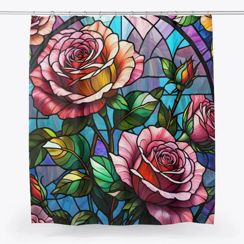 Stained Glass Roses Decor