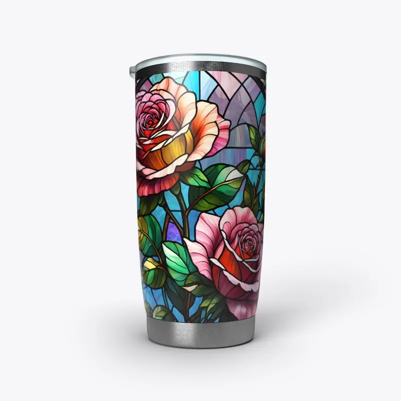 Stained Glass Roses Decor