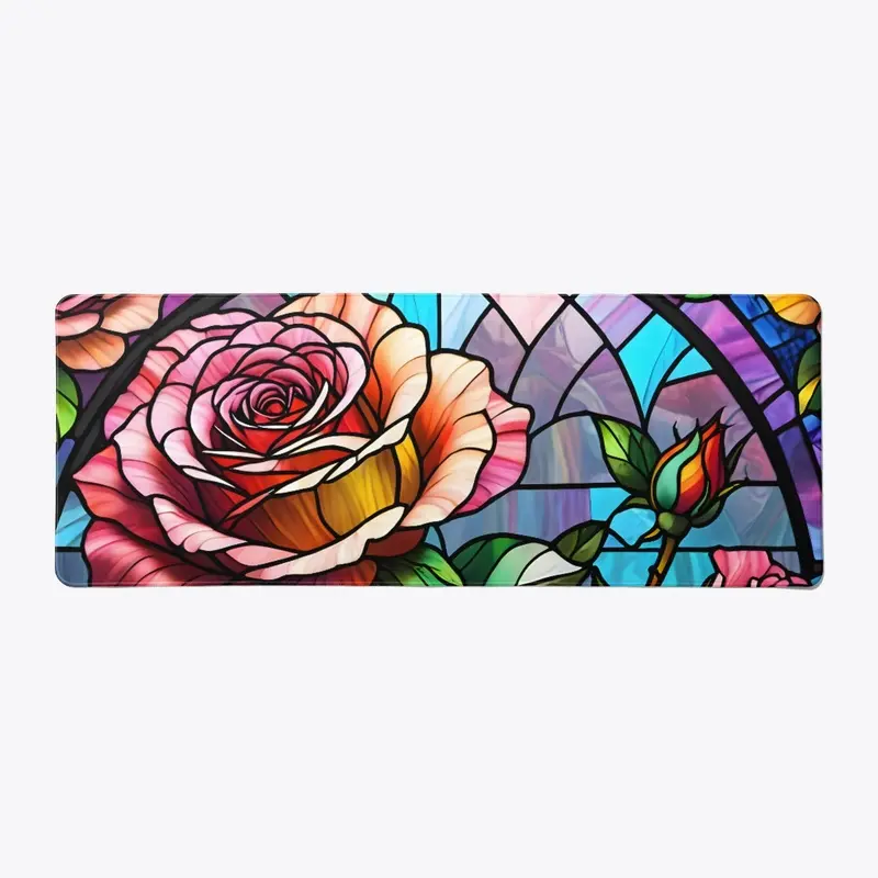 Stained Glass Roses Decor