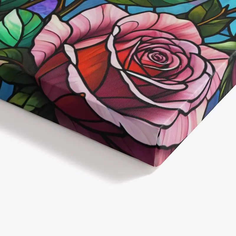 Stained Glass Roses Decor