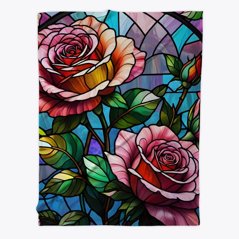 Stained Glass Roses Decor