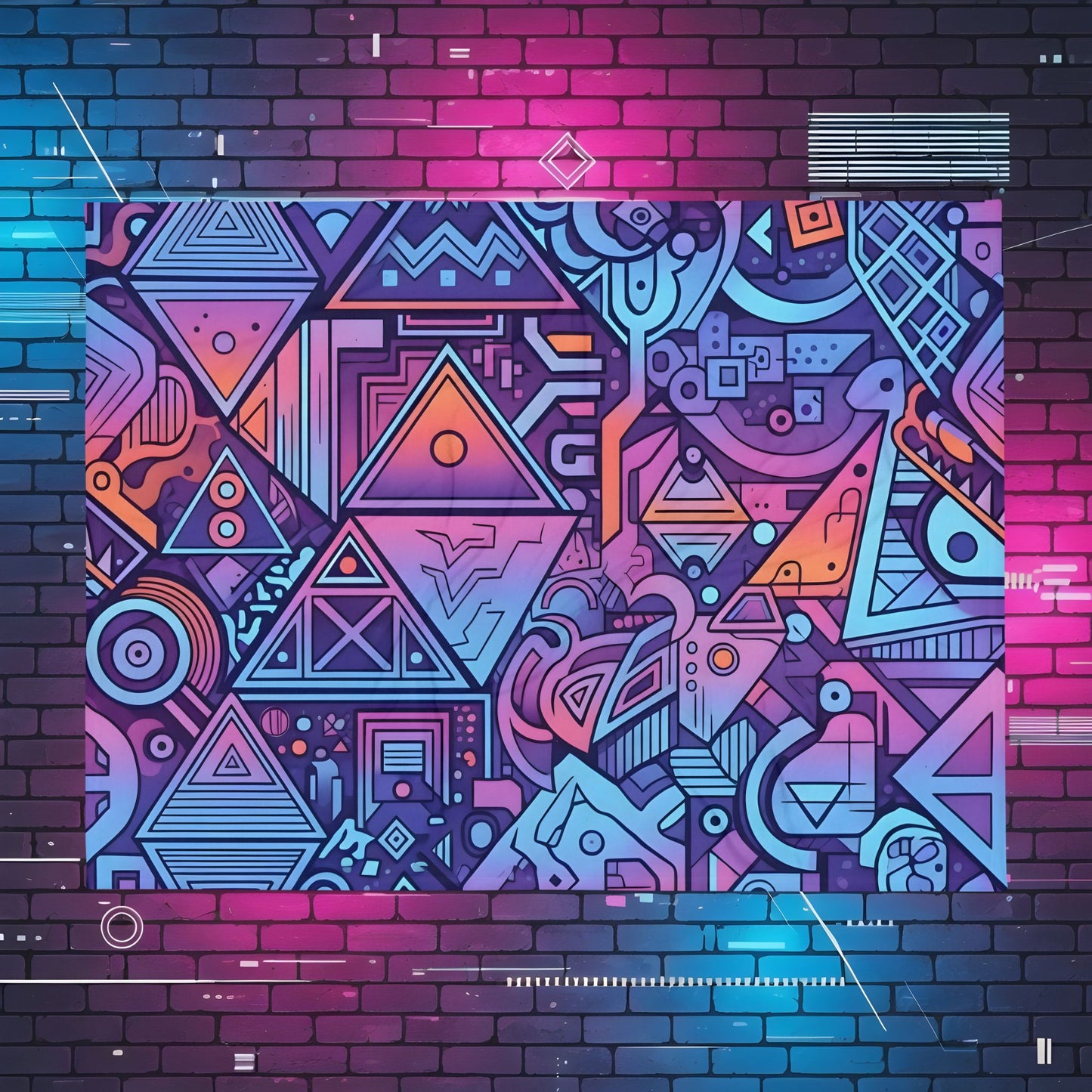 Geometric Synthwave Throw Blanket