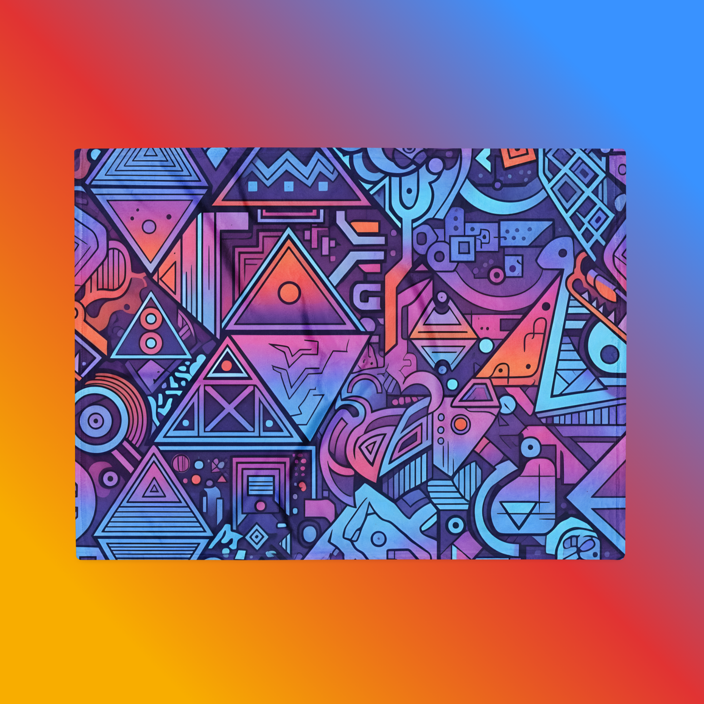 Geometric Synthwave Throw Blanket