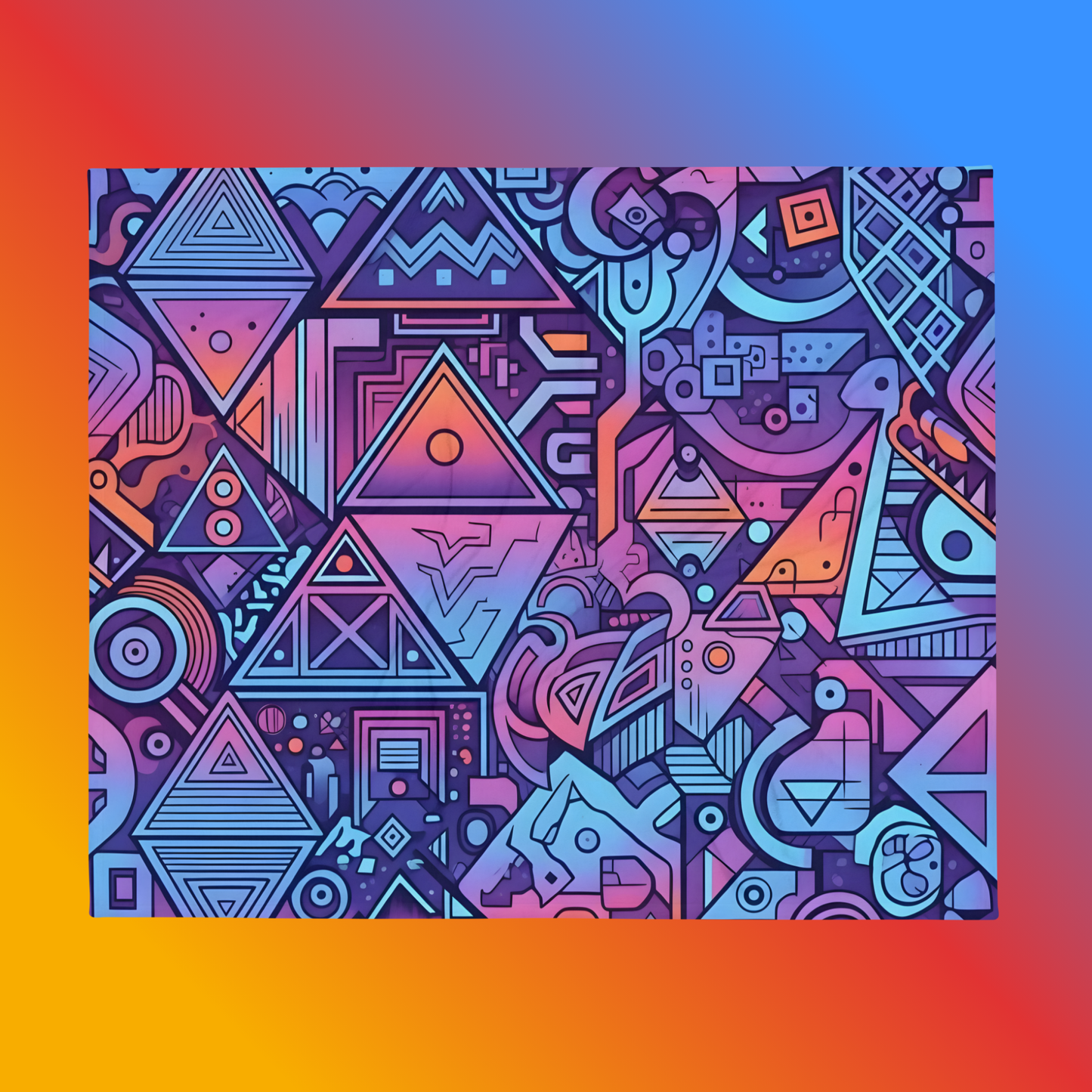 Geometric Synthwave Throw Blanket