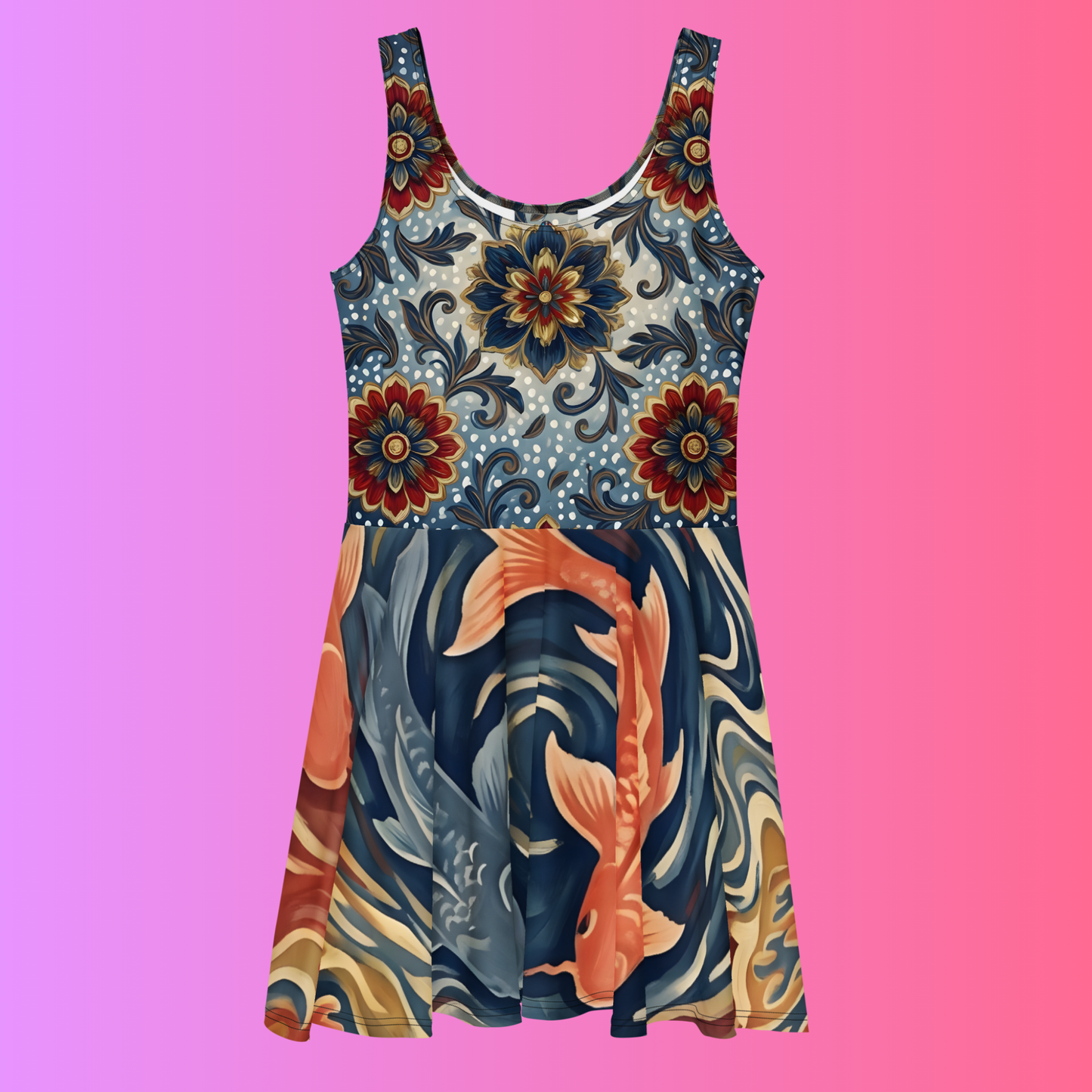 Ascending Koi Batik Skater Dress