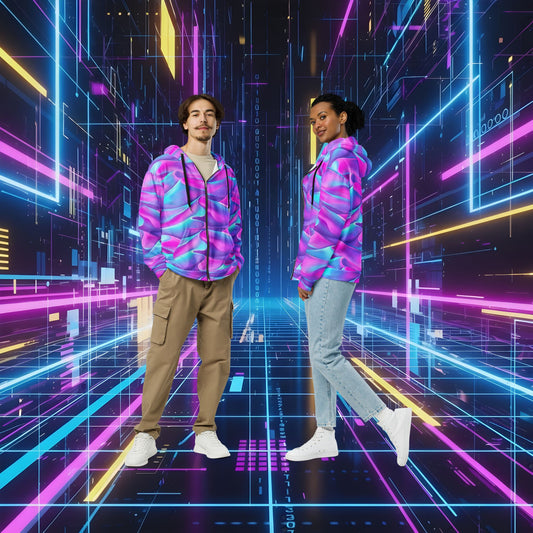 Liquid Neon Unisex Zip Hoodie