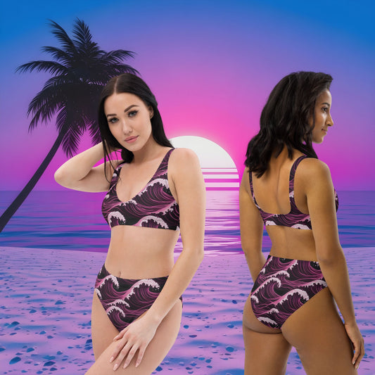 Neon Splash High-Waisted Bikini