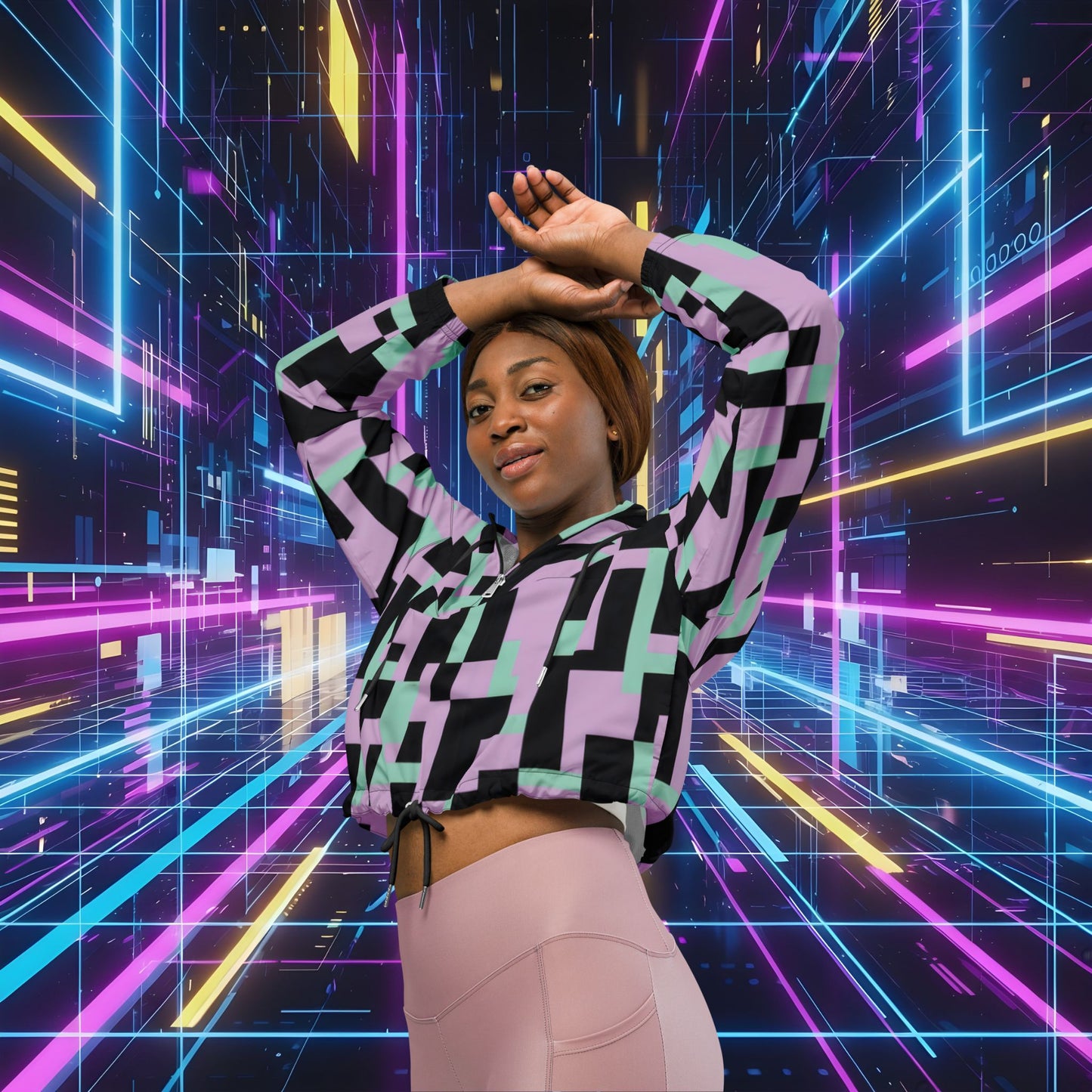 Pretty In Pixels: Women’s Cropped Windbreaker