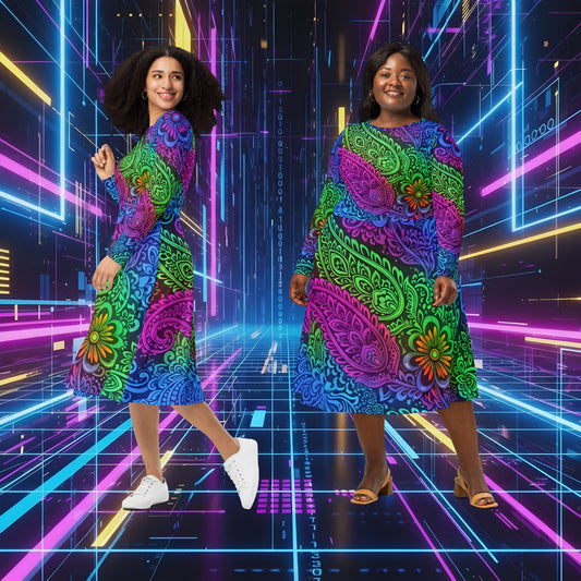 Rainbow Paisley Midi Dress