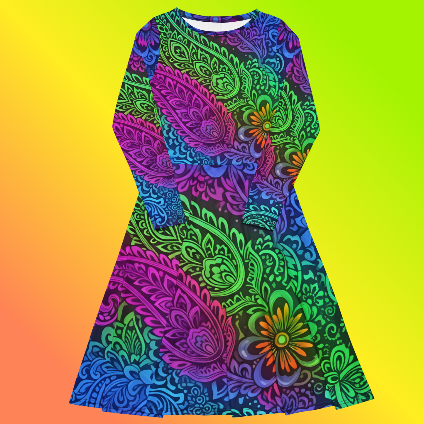 Rainbow Paisley Midi Dress