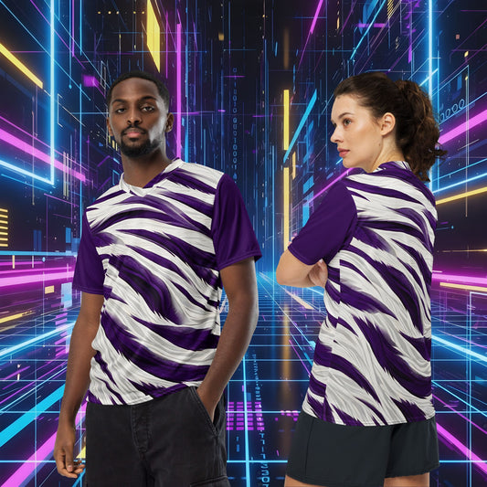 Siberian Prowl – Purple Tiger Stripe Unisex Sports Jersey
