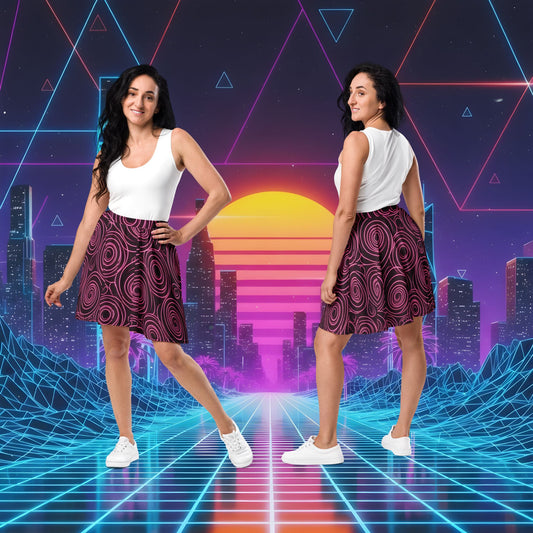 Swirling in Pink Skater Skirt