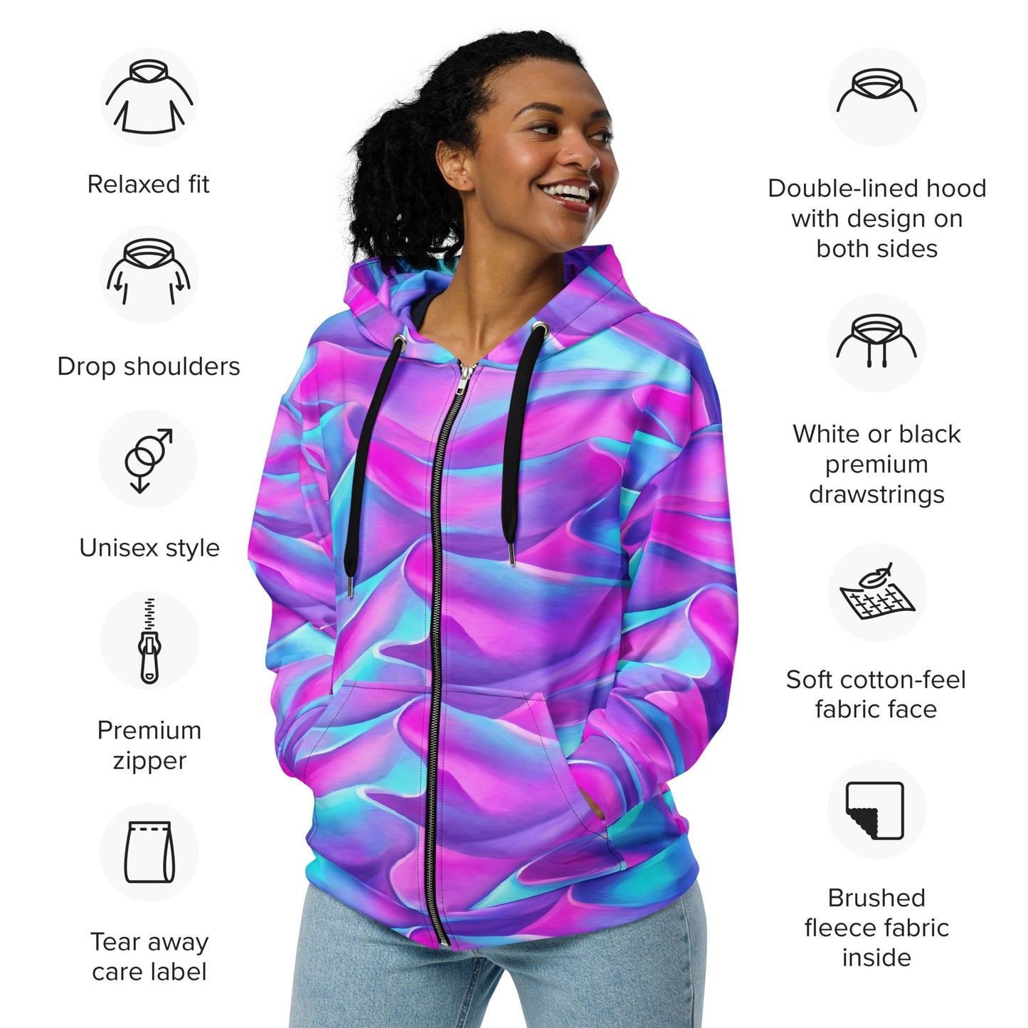 Liquid Neon Unisex Zip Hoodie