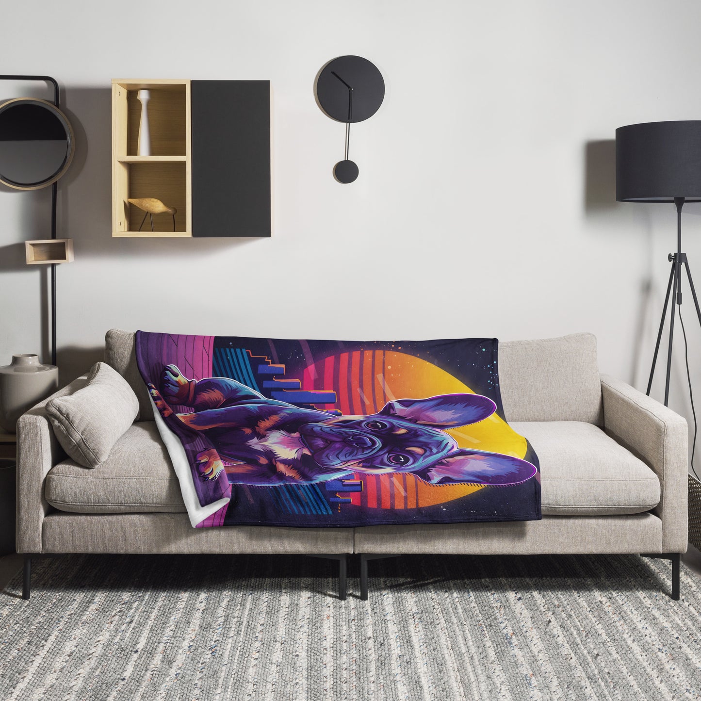 Funky French Bulldog Throw Blanket
