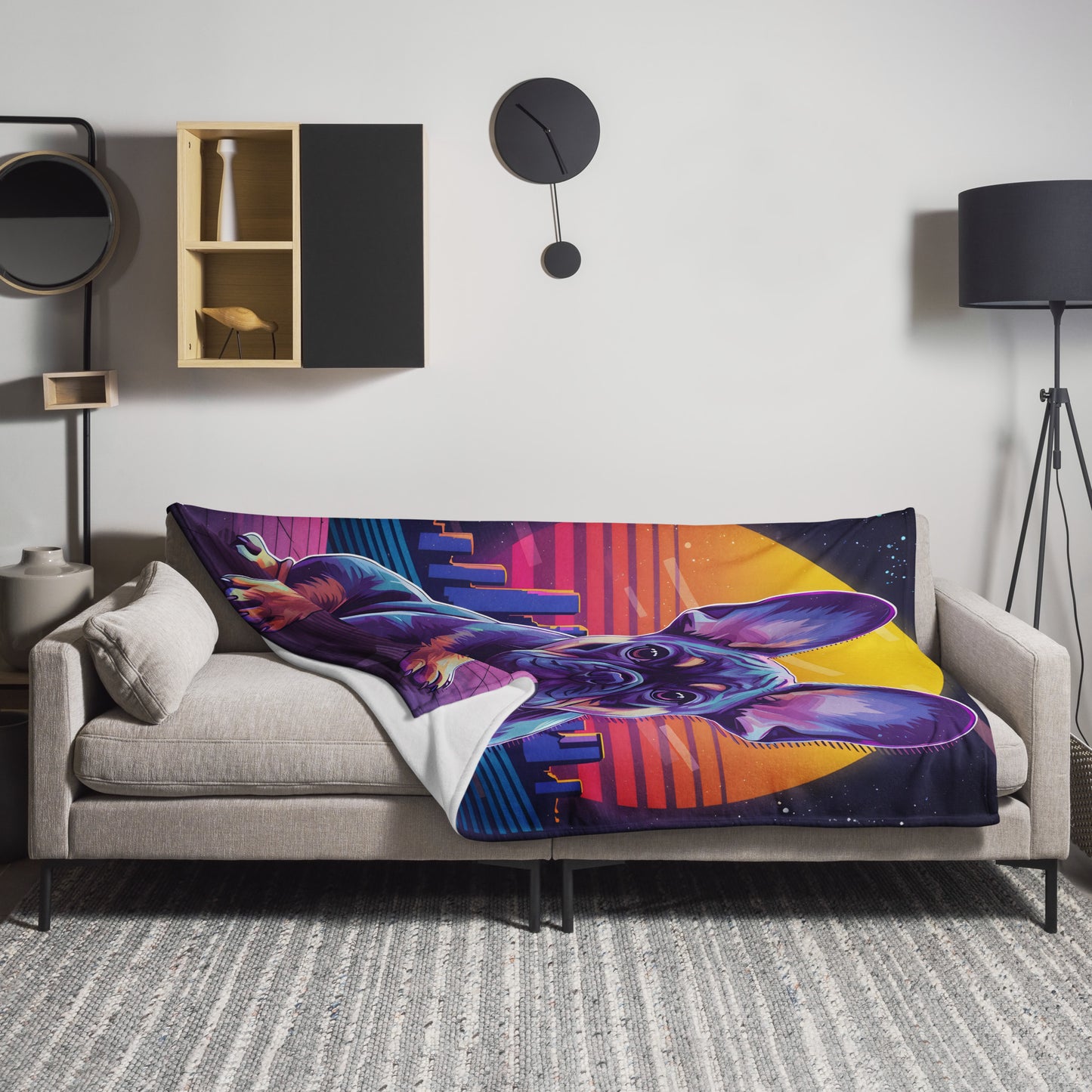 Funky French Bulldog Throw Blanket
